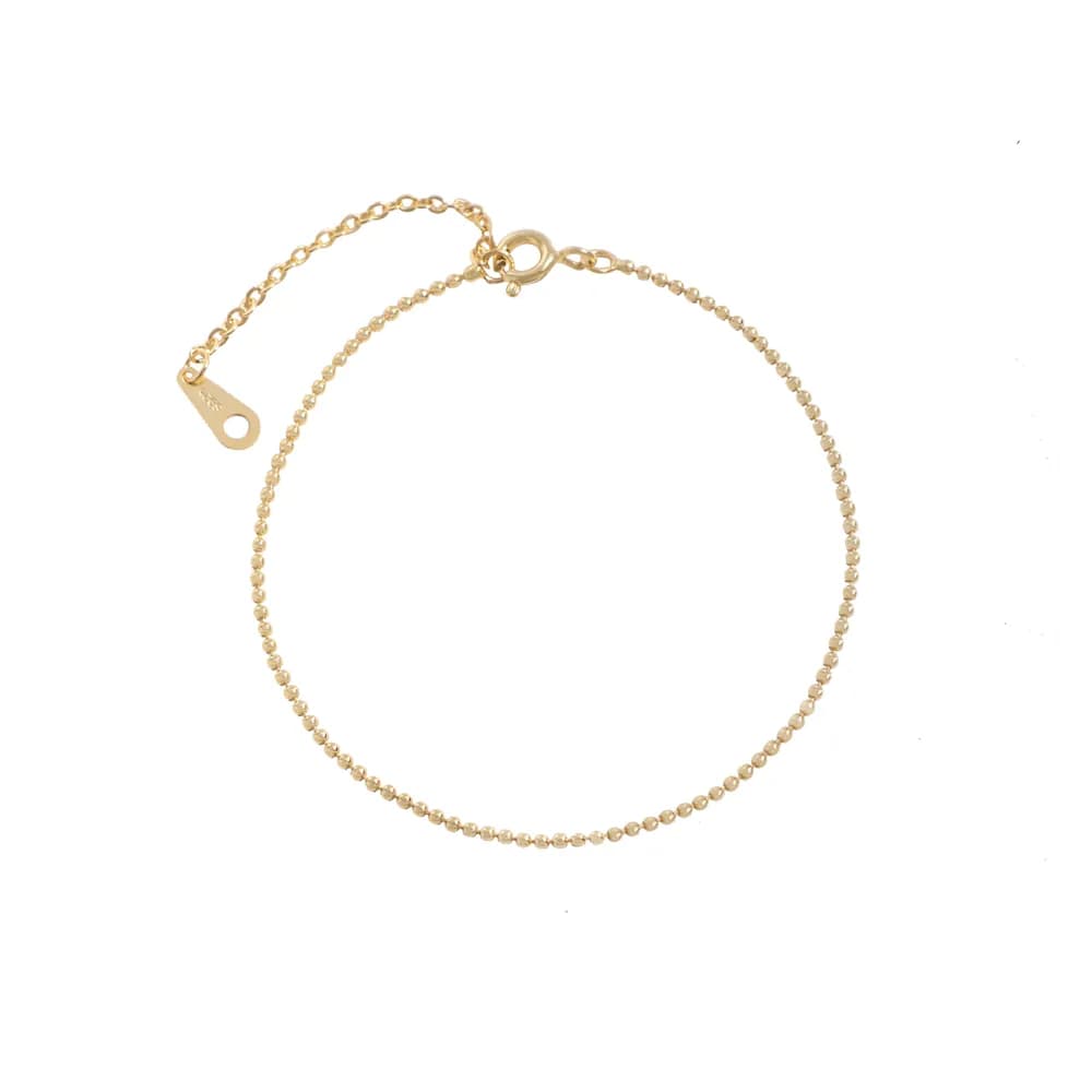 Beaded Ball Chain Bracelet in Gold — Sterling silver