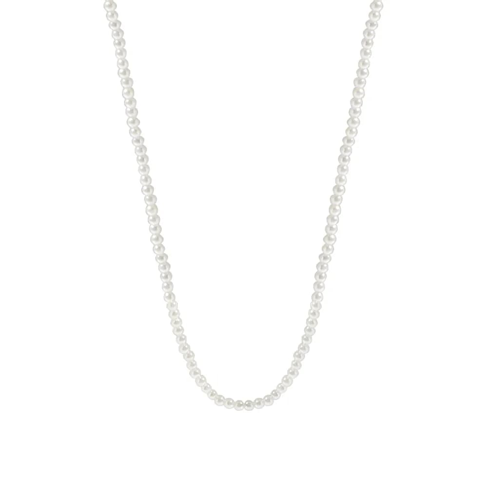 Pearl Bead Necklace in Platinum — Silver