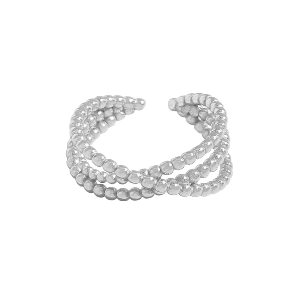 Beaded Spiral Ring in Platinum — Sterling silver