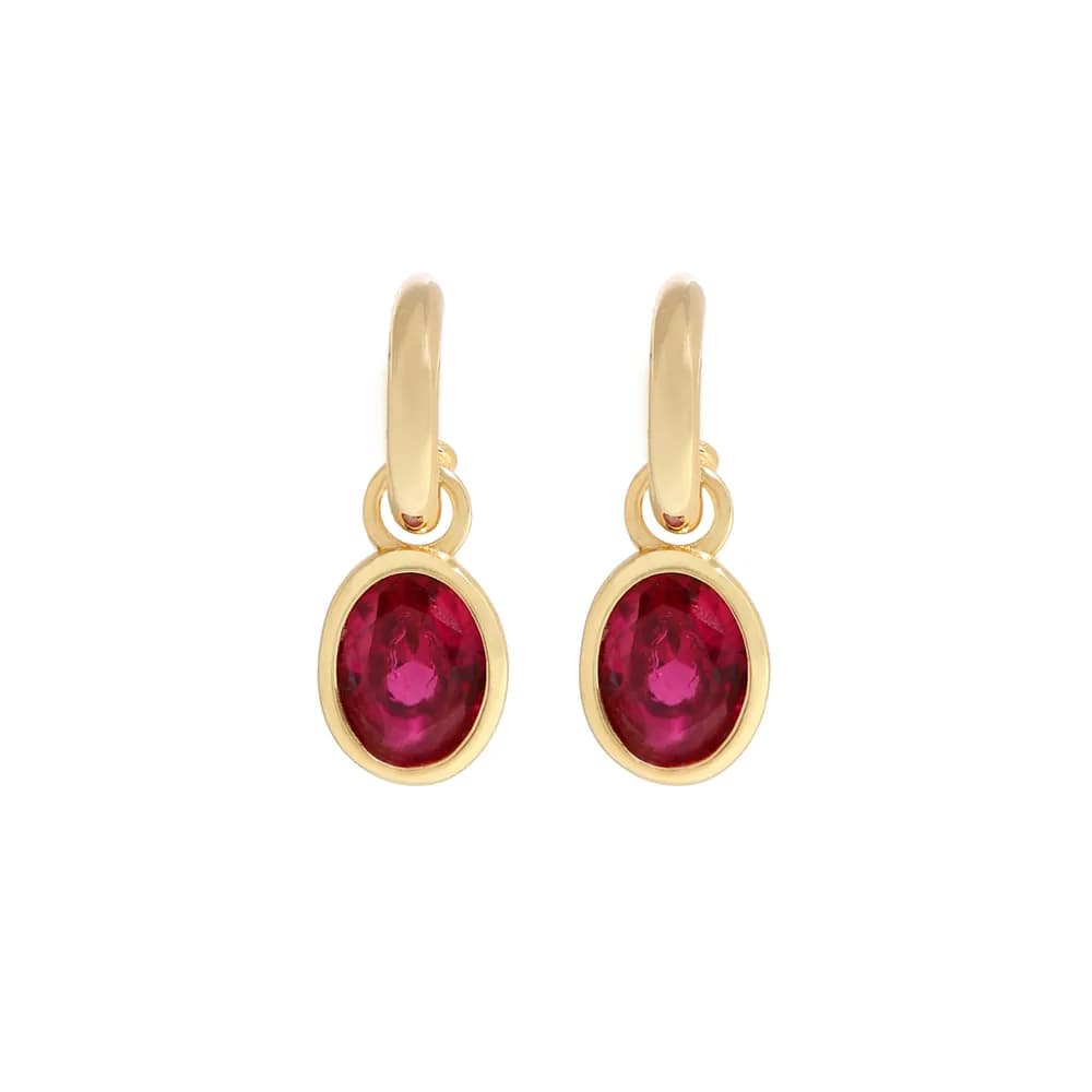 Oval Red Stone Earrings in Gold — Sterling silver