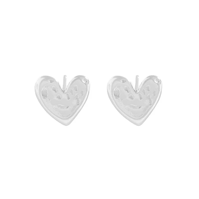 Heart Stud Earrings in Platinum — Sterling silver