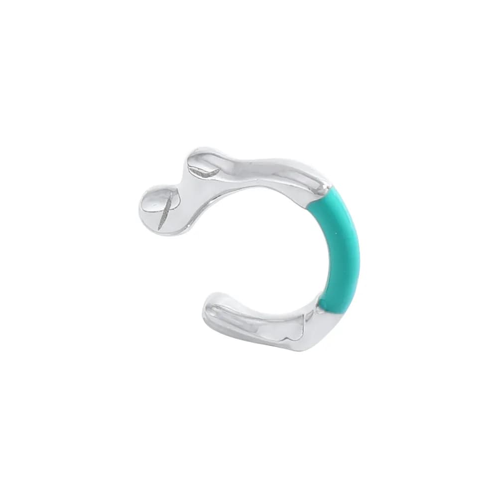 Enamel Arc Hoop Earrings in Green — Sterling silver