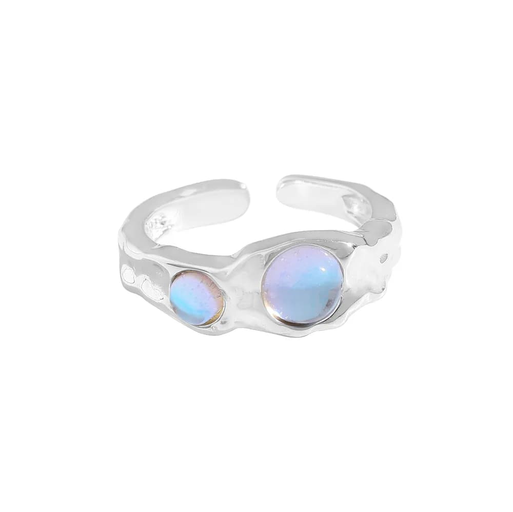 Opal Duo Ring in Platinum — Sterling silver