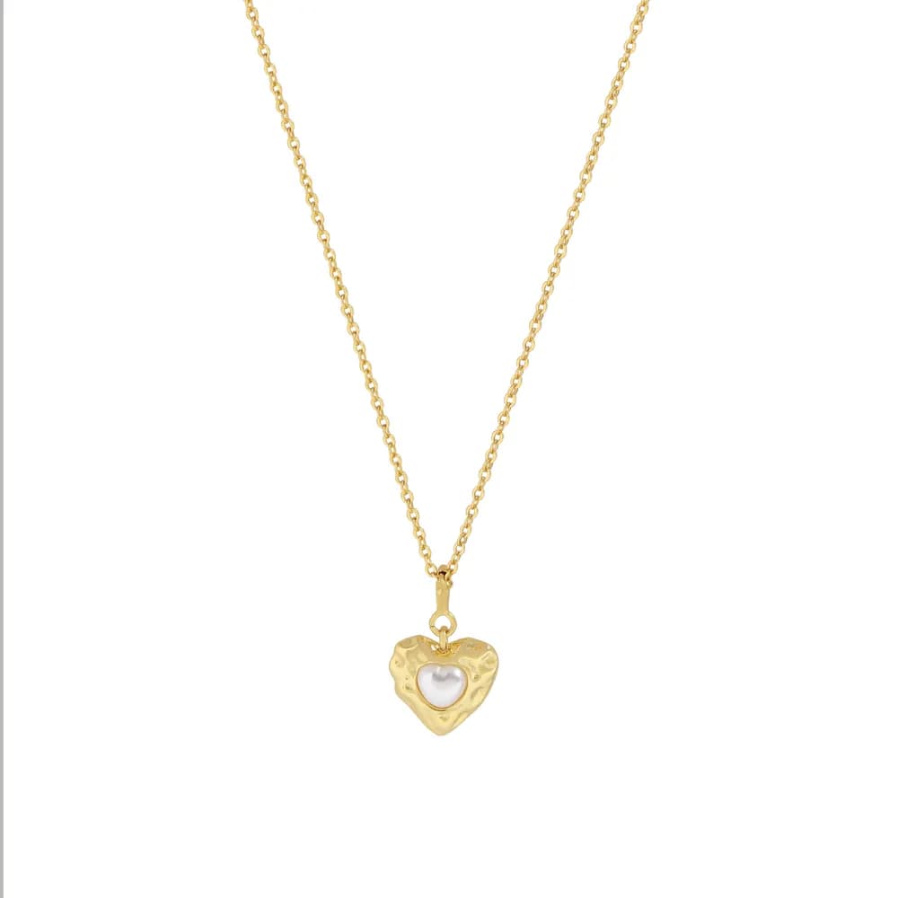 Pearl Heart Pendant Necklace in Gold — Sterling silver