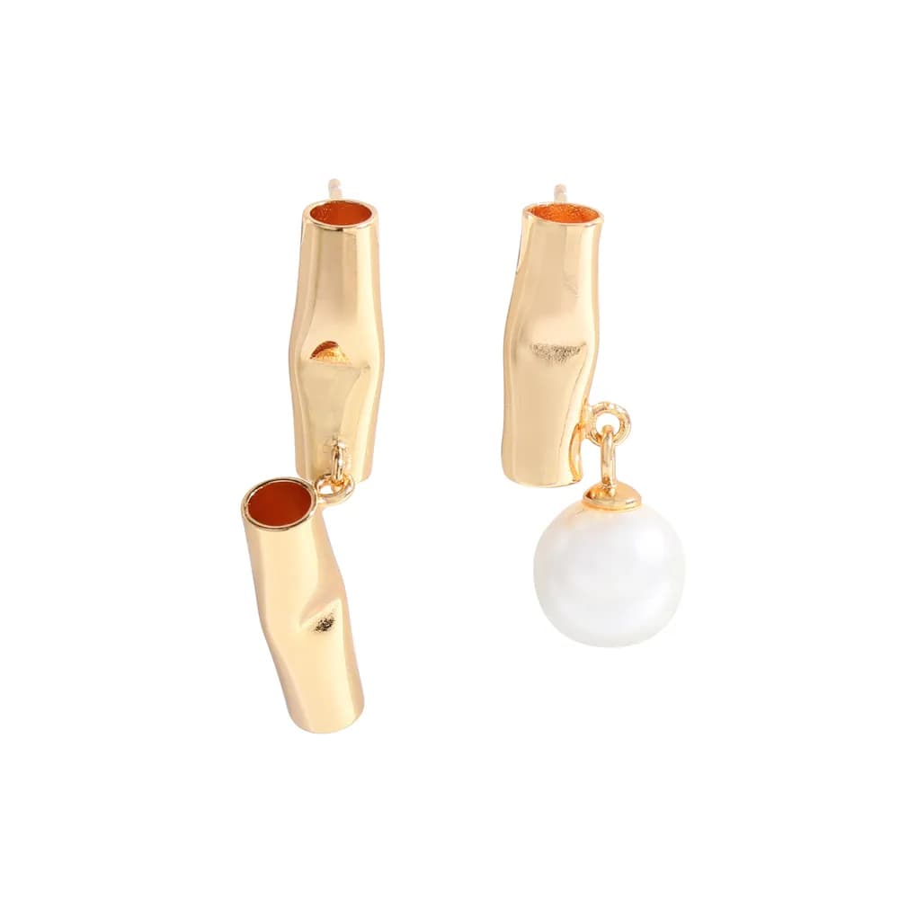 Enamel Tube Earrings in Champagne Gold — Sterling silver