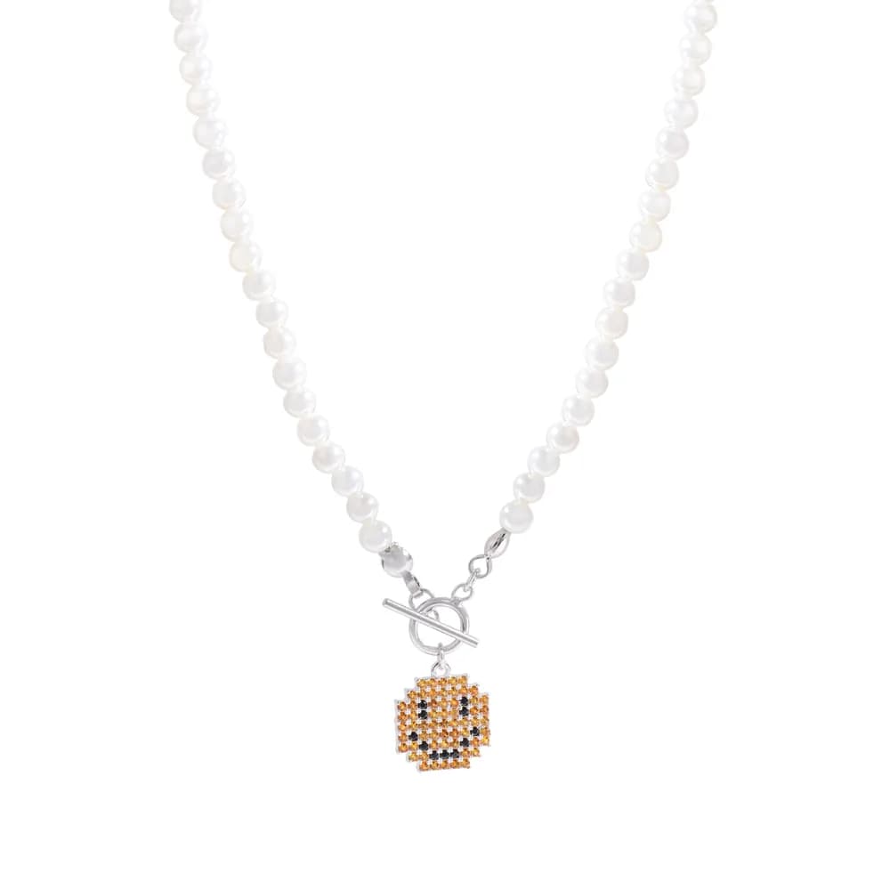 Emoji Face Pendant Necklace in Deep Yellow — Sterling silver