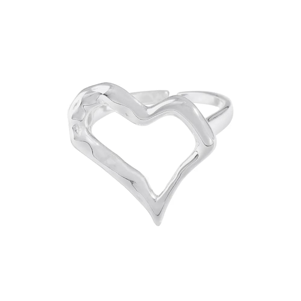 Open Heart Ring in Silver — Sterling silver