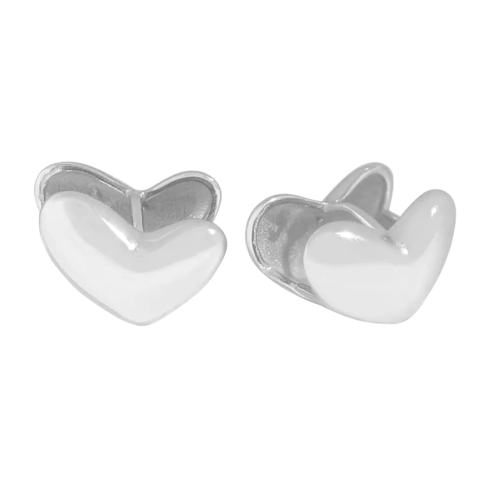 Heart Stud Earrings in Platinum — Sterling silver