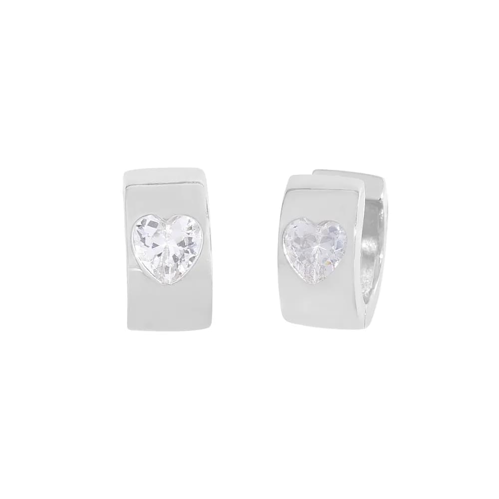 Heart Inset Earrings in Platinum — Sterling silver