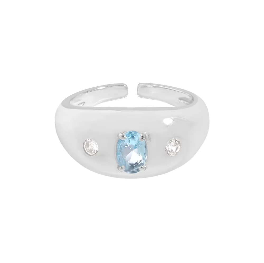 Oval Blue Stone Ring in Platinum — Sterling silver