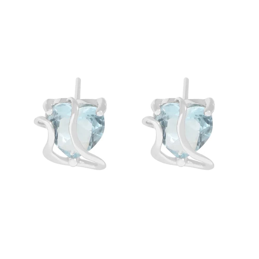 Ribboned Aquamarine Earrings in Platinum — Sterling silver