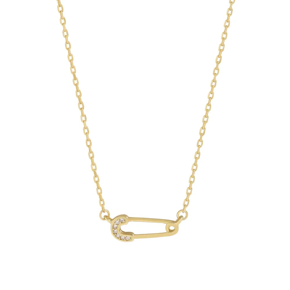 Safety Pin Pendant Necklace in Gold — Sterling silver