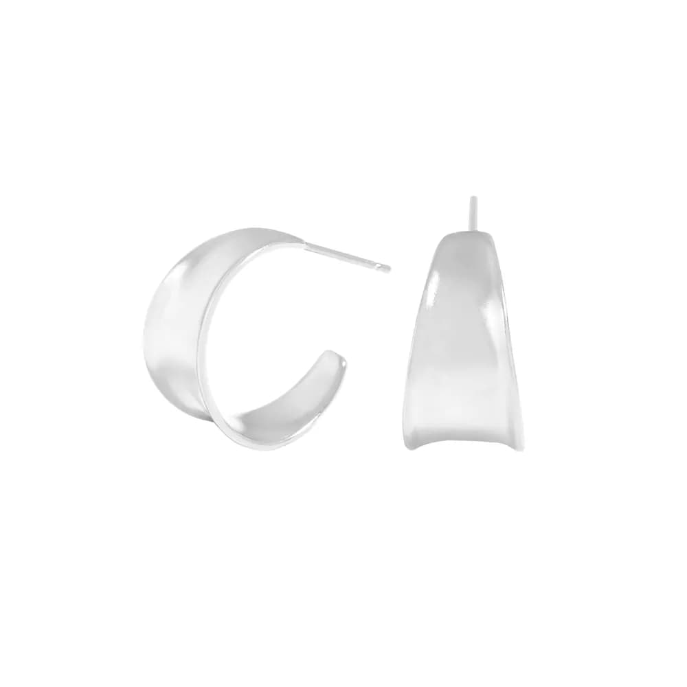 Geometric Hoop Earrings in Silver — Sterling silver