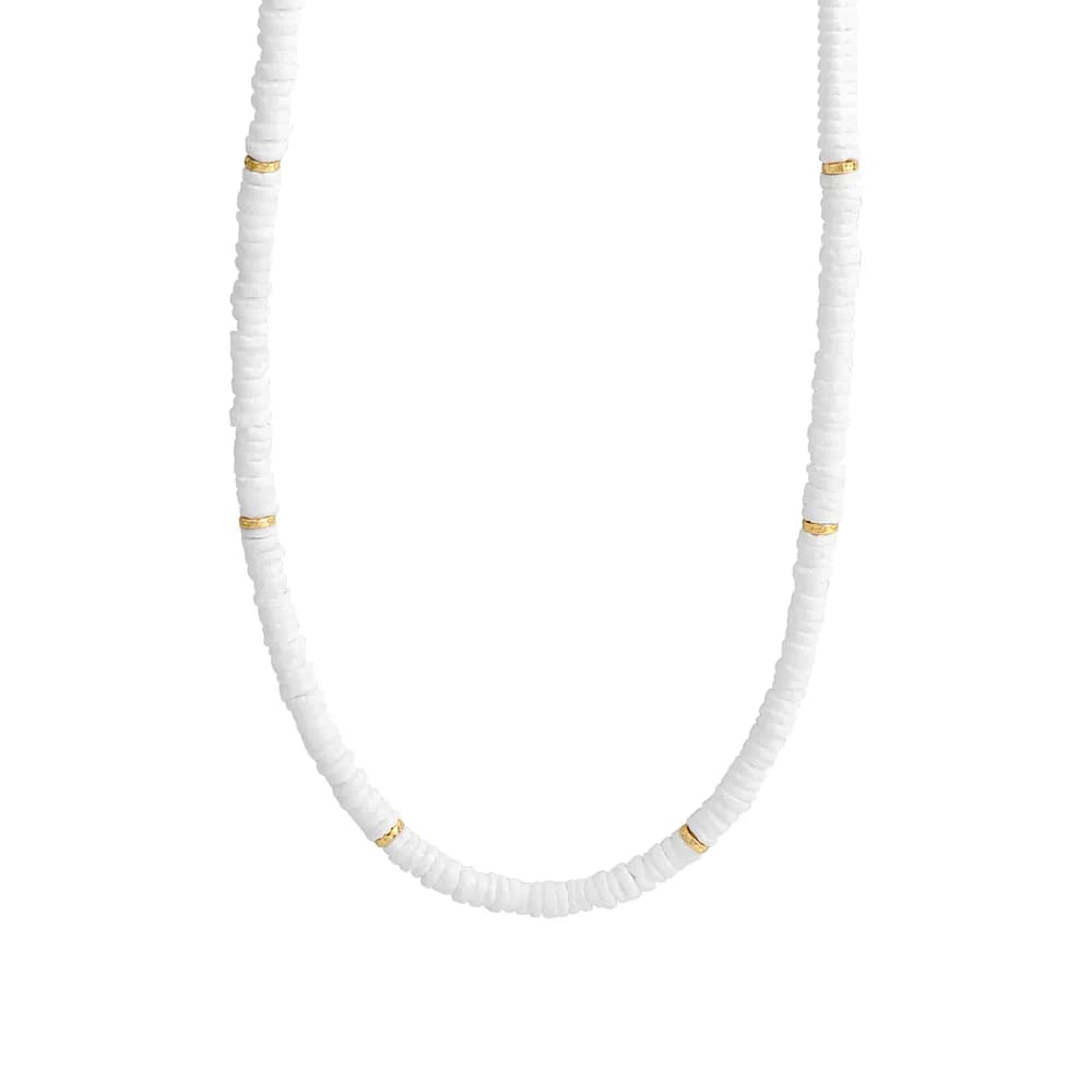 Disc Bead Necklace in Gold — Sterling silver