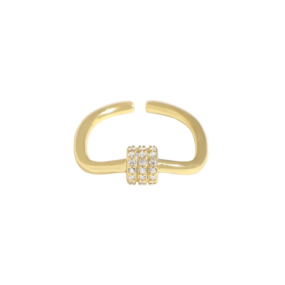 Cobbled Pavé Bar Ring in Gold — Sterling silver