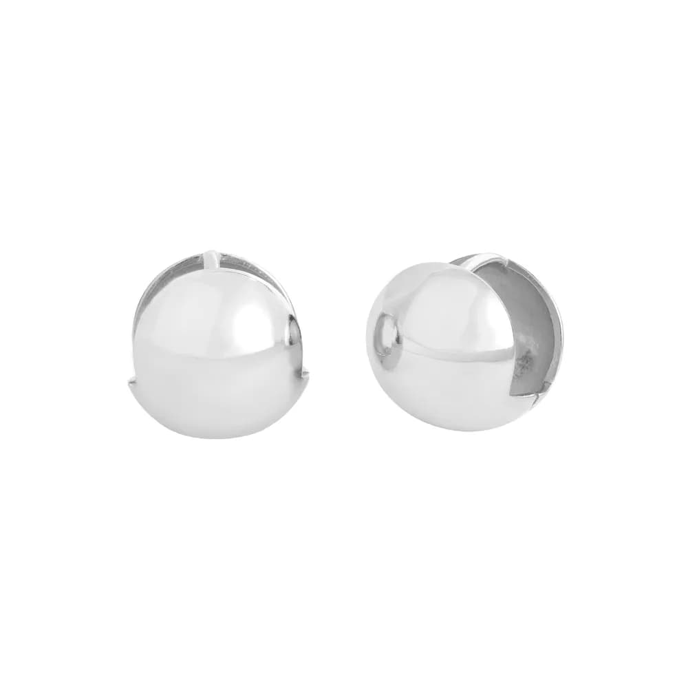 Dome Ball Earrings in Platinum — Sterling silver