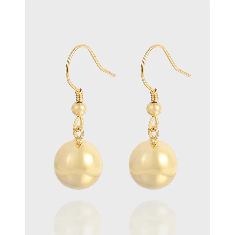 Polished sterling silver Beaded Drop Earrings with a small bead and a larger hanging sphere.