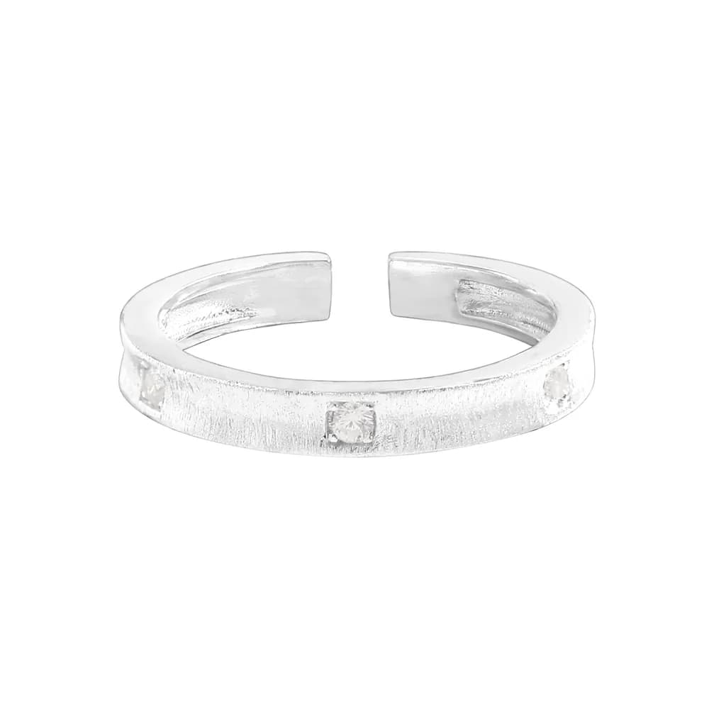 Textured Stone Inset Ring in Silver — Sterling silver
