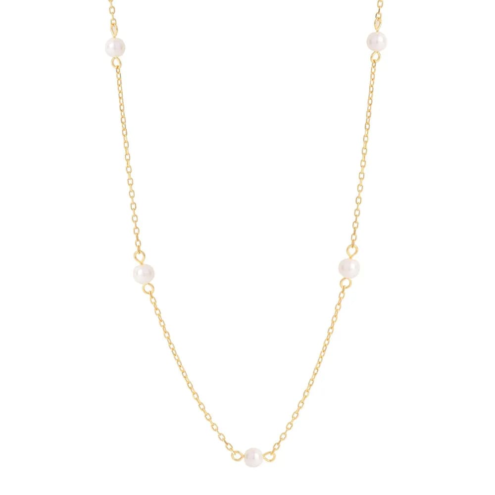 Pearl Accented Chain Necklace in Gold — Sterling silver