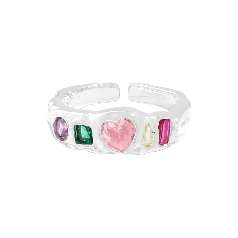 Multi Gemstone Ring in Silver — Sterling silver
