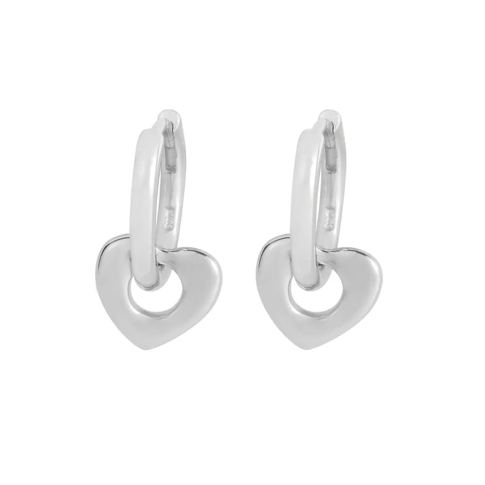 Heart Hoop Earrings in Platinum — Sterling silver