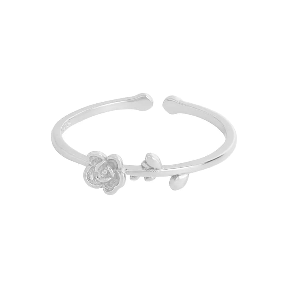 Floral Open Ring in Platinum — Sterling silver