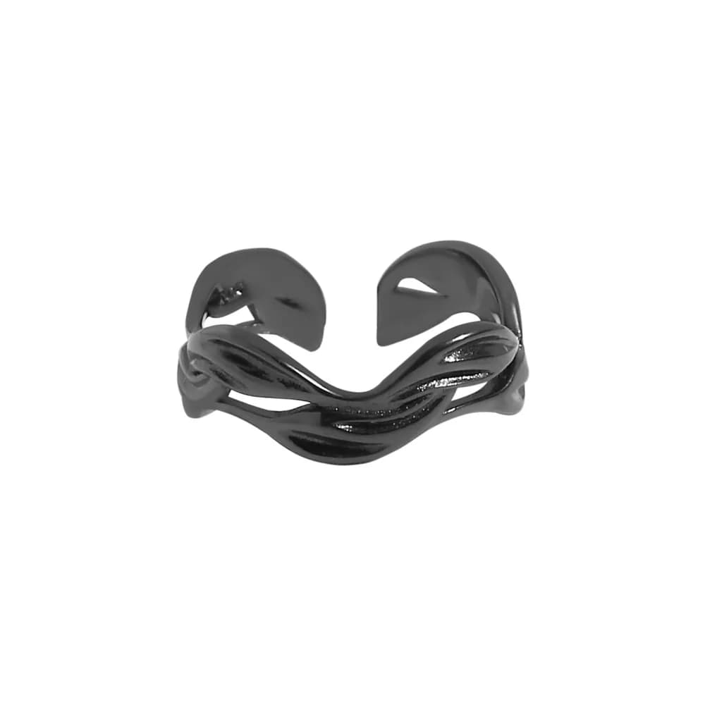 Twisted Wave Ring in Black Gold — Sterling silver