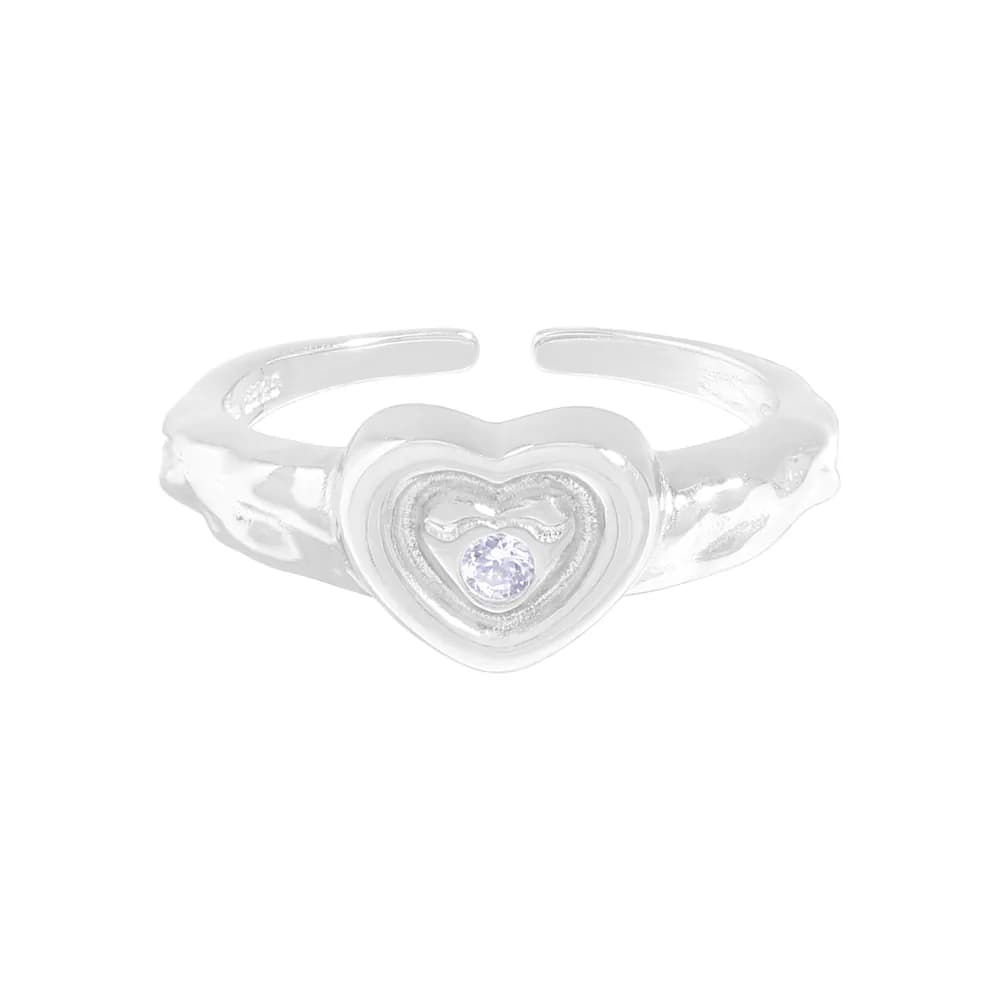 Heart Halo Ring in Silver — Sterling silver