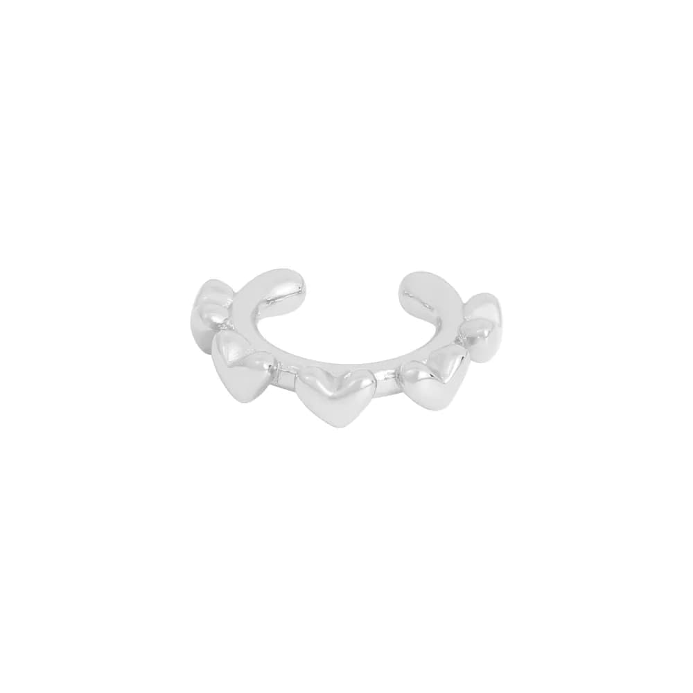 Heart Cuff Earrings in Silver — Sterling silver