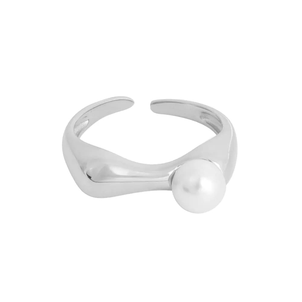Pearl Accent Ring in Platinum — Sterling silver