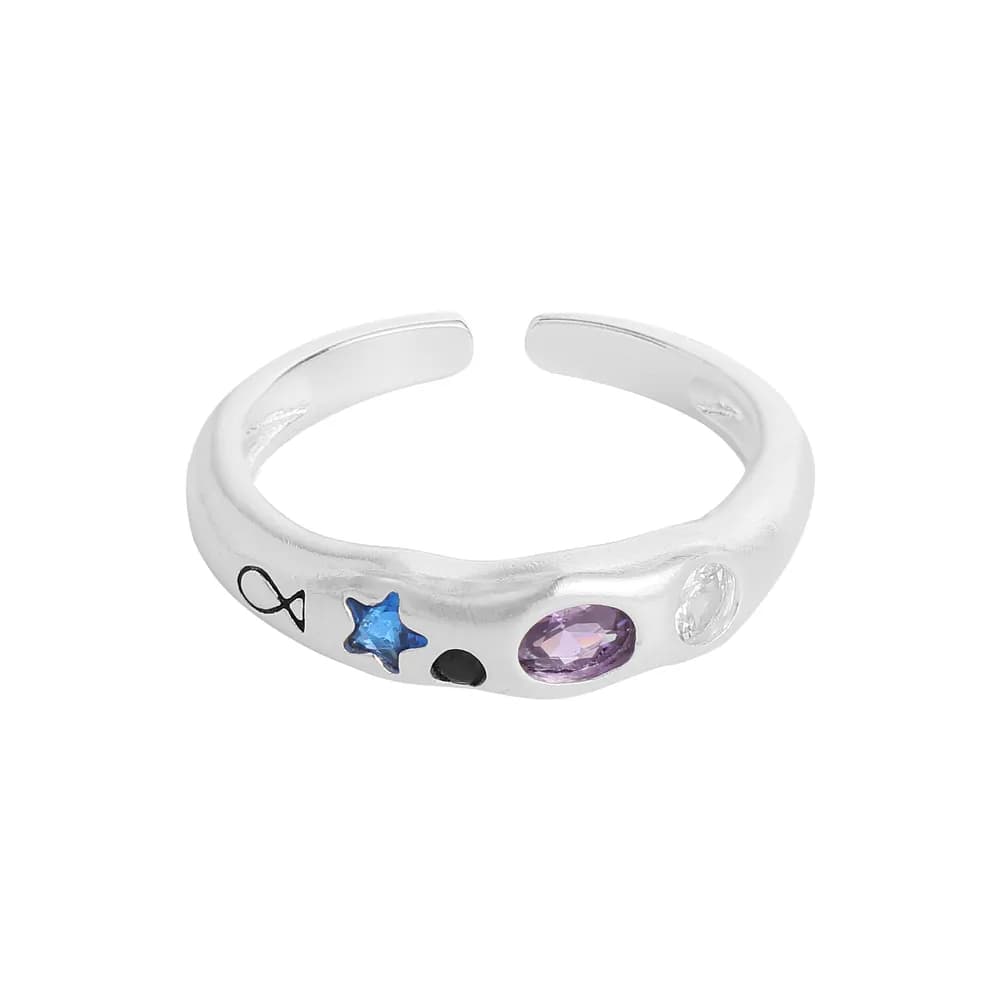 Star and Gem Ring in Silver — Sterling silver