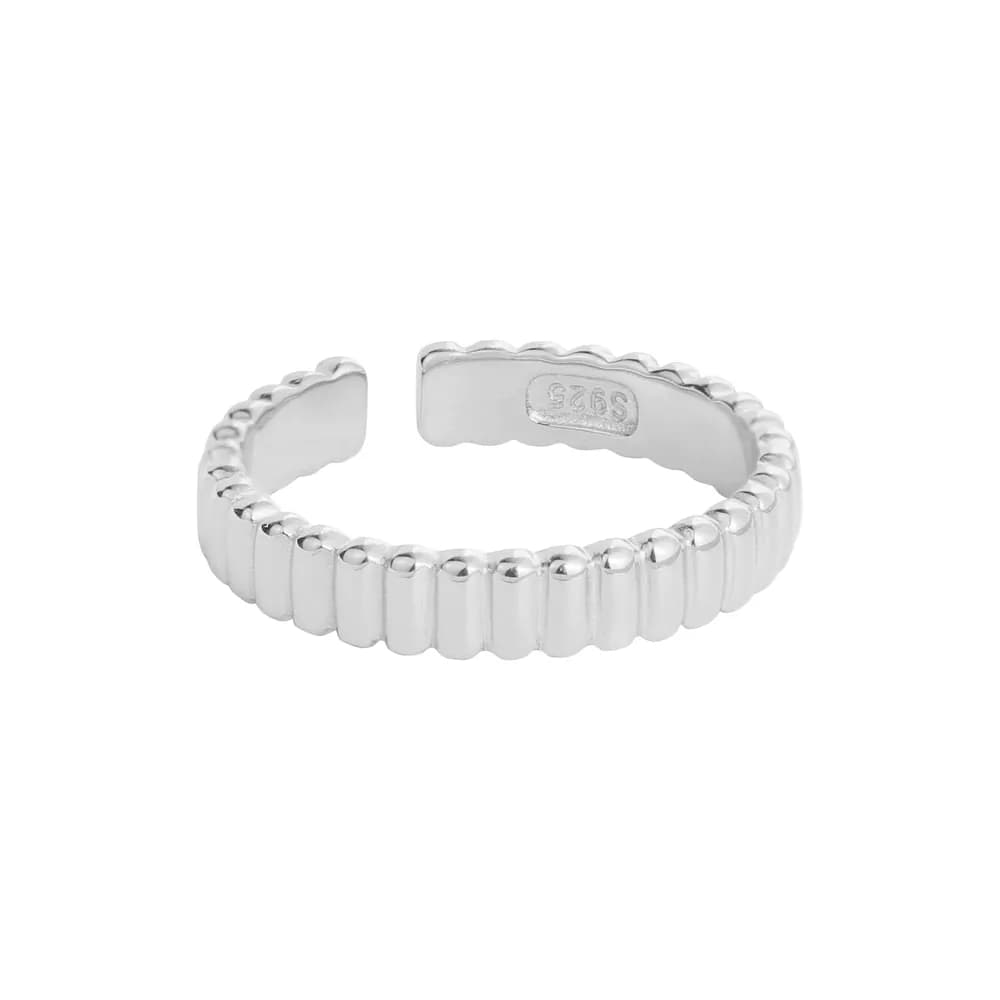 Ribbed Bead Ring in Platinum — Sterling silver