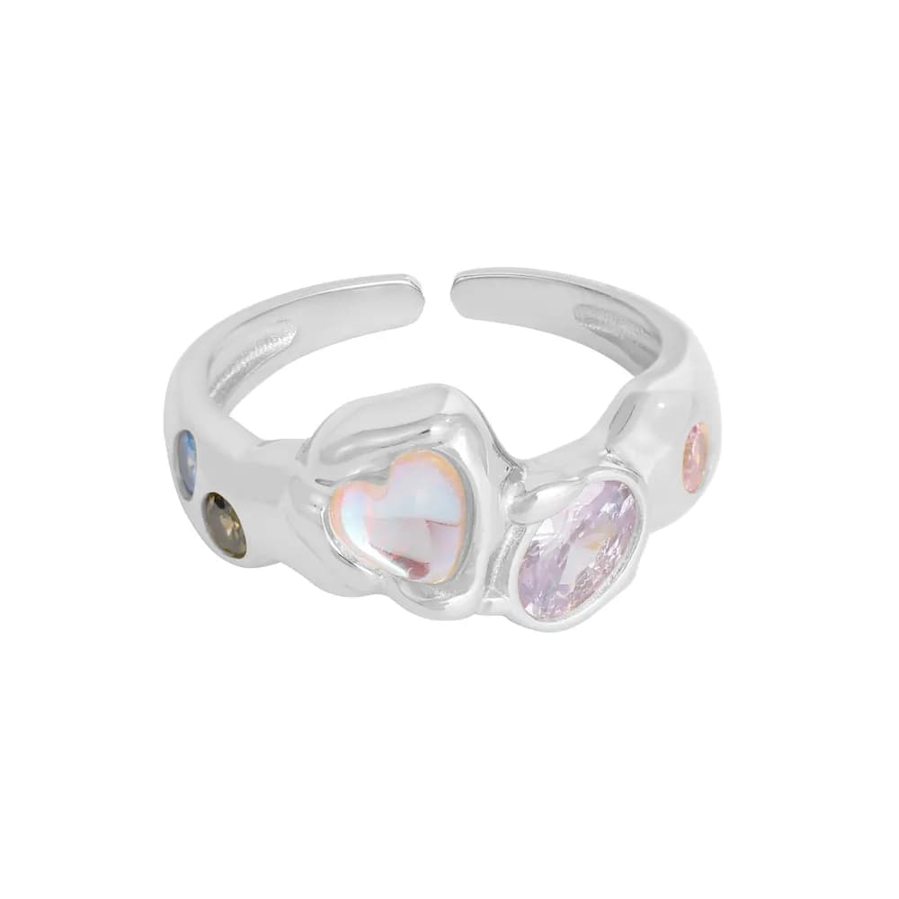 Heart Opal Ring in Platinum — Sterling silver