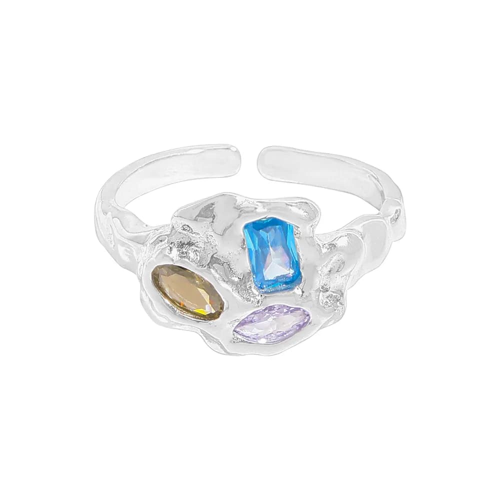 Color Gem Cluster Ring in Silver — Sterling silver
