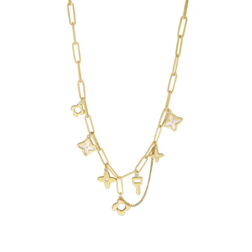 Petal Link Necklace in Gold — Sterling silver