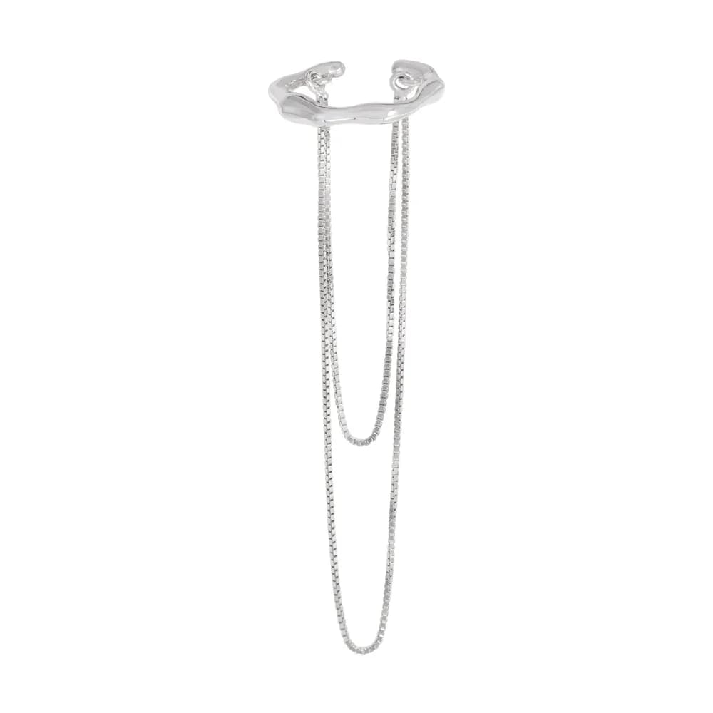 Drape Chain Earrings in Platinum — Sterling silver