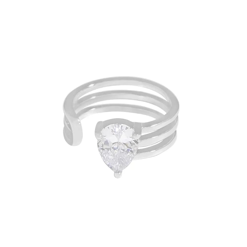 Pear Cut Stone Ring in Platinum — Sterling silver