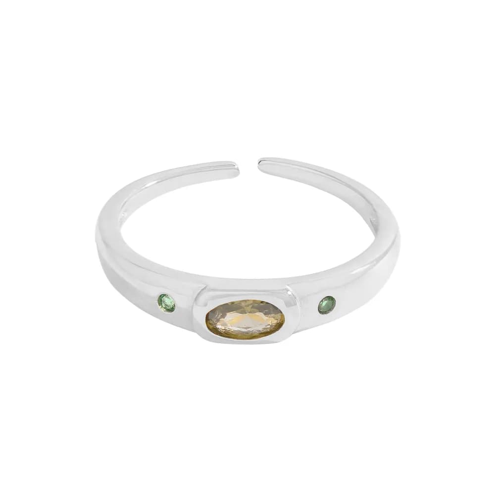 Oval Bezel Stone Ring in Platinum — Sterling silver