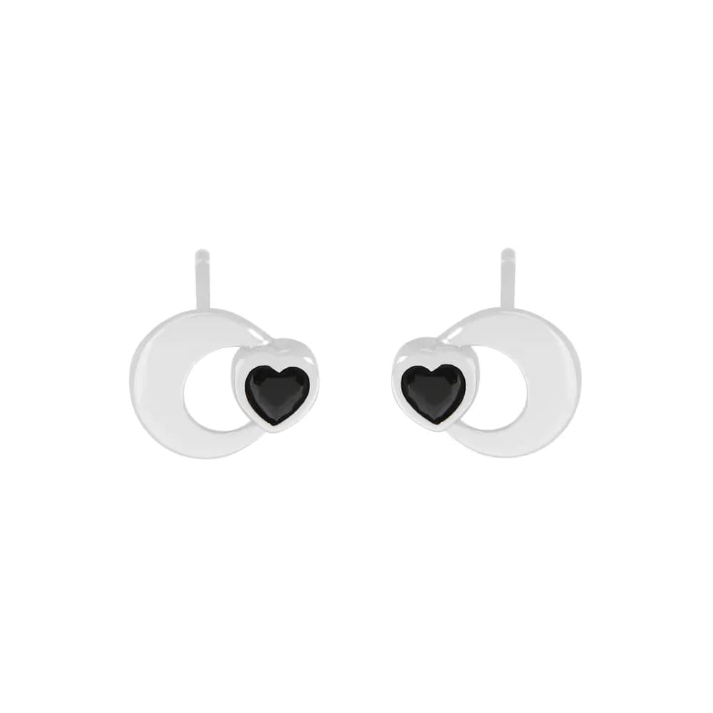 Heart Crescent Earrings in Platinum — Sterling silver