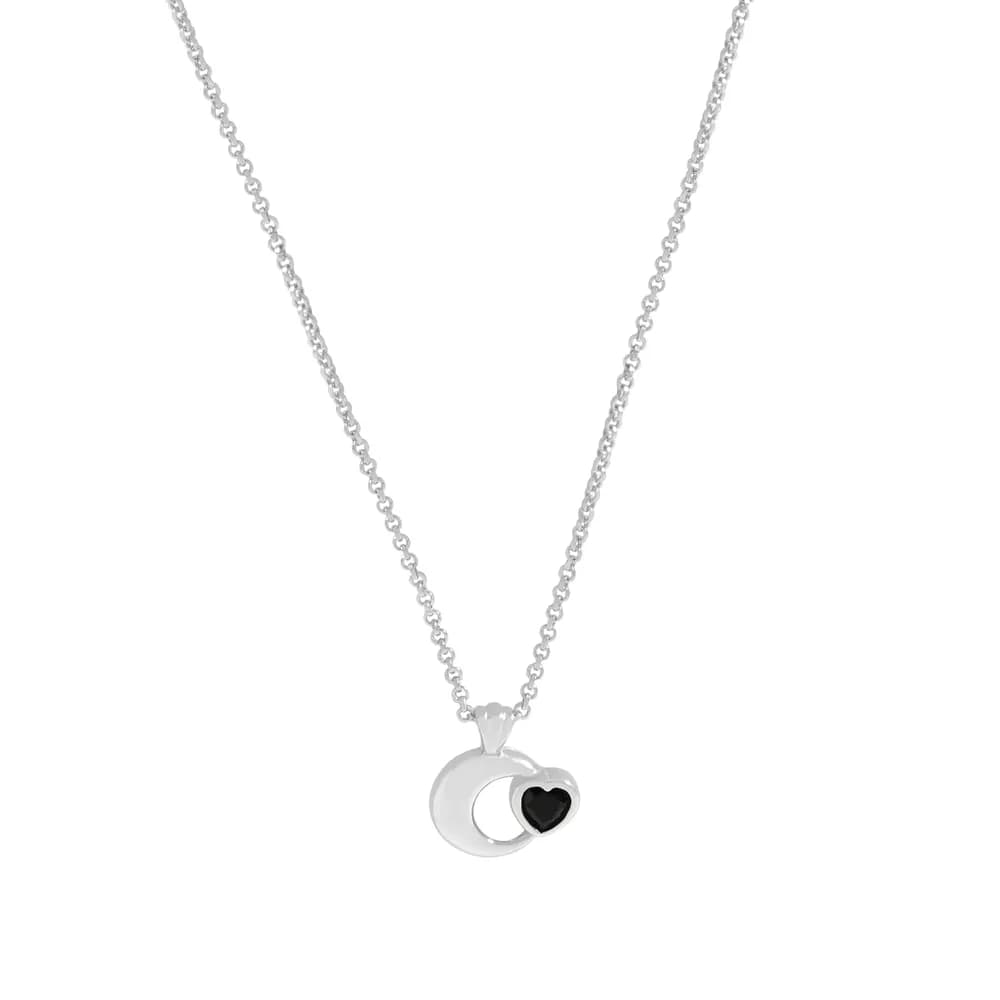 Crescent Moon Pendant Necklace in Platinum — Sterling silver