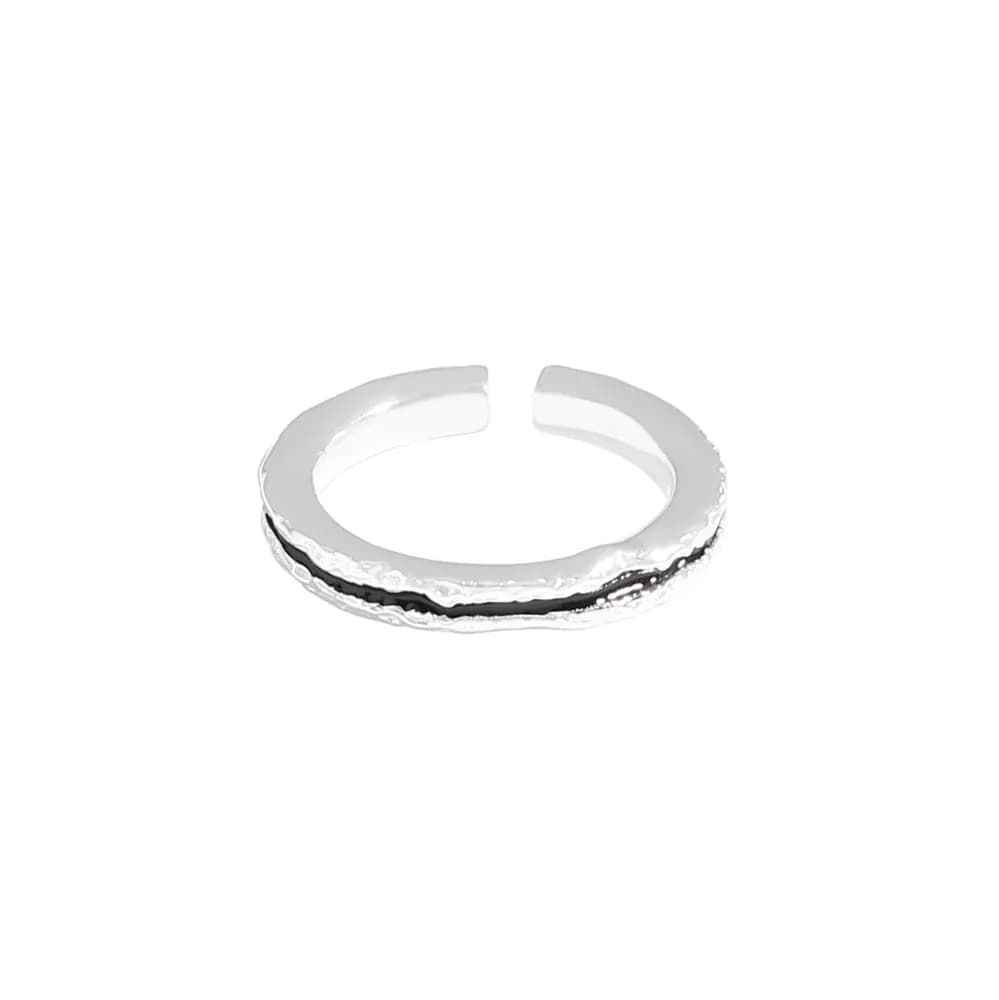 Textured Enamel Ring in Black — Sterling silver