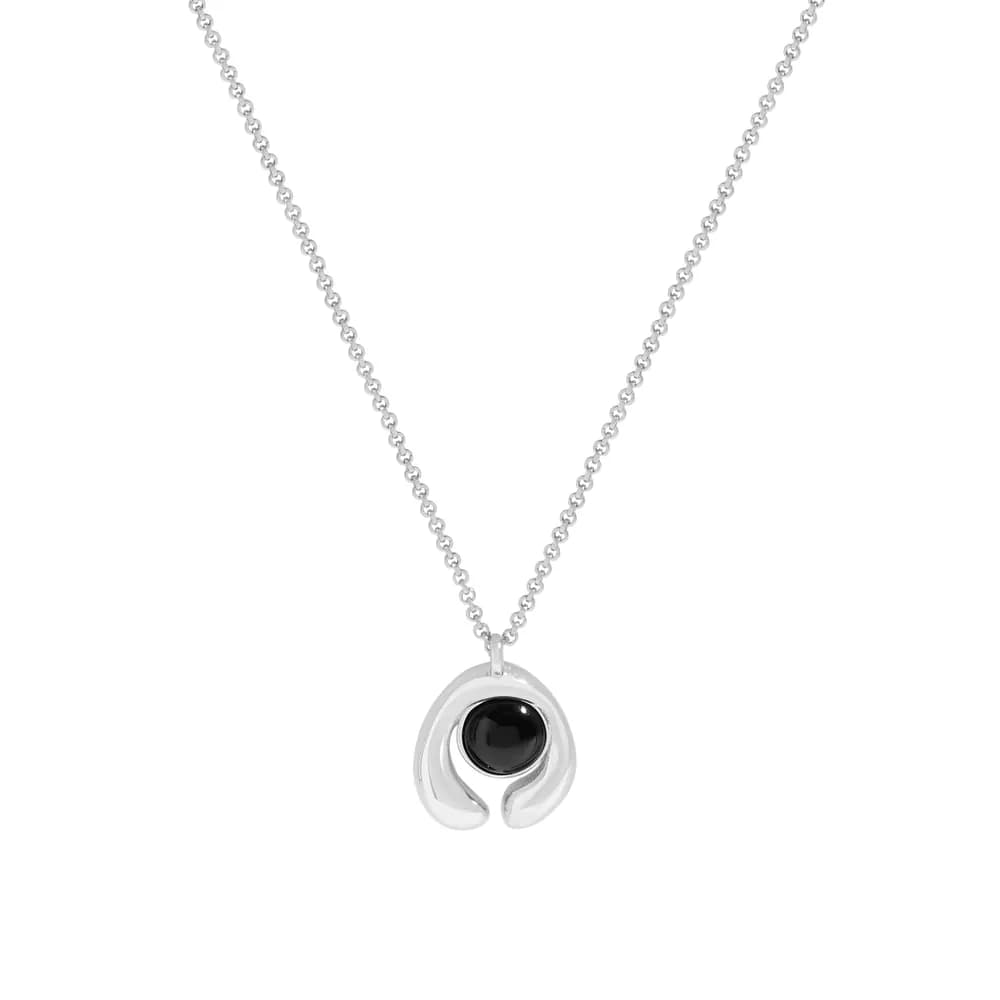 Crescent Halo Pendant in Platinum — Sterling silver