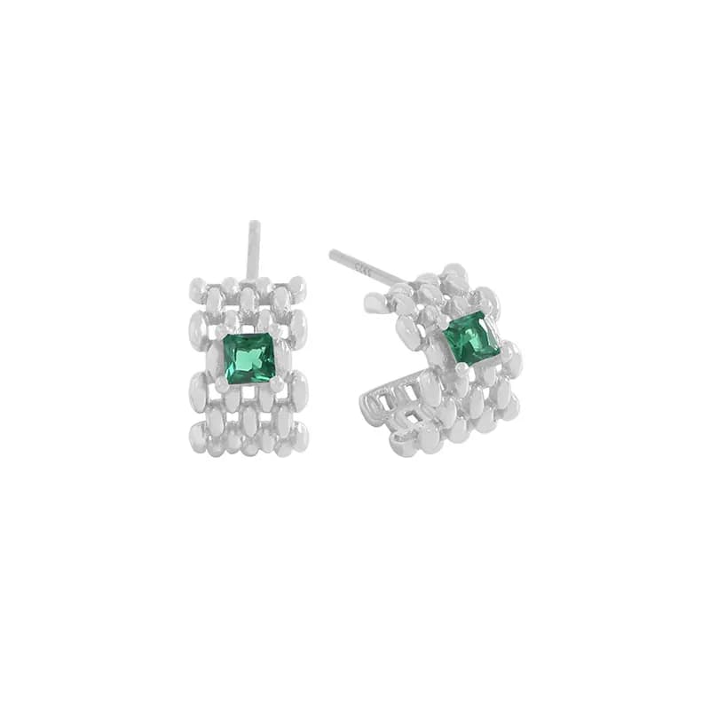 Grid Cluster Studs in Platinum — Sterling silver