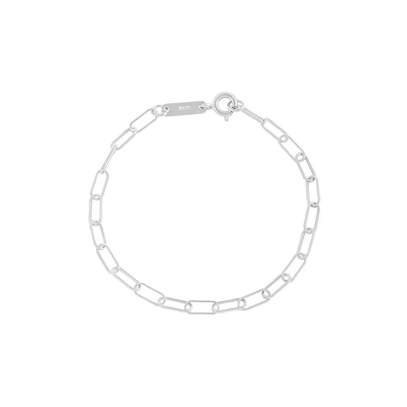 Rectangular Link Bracelet in Platinum — Sterling silver