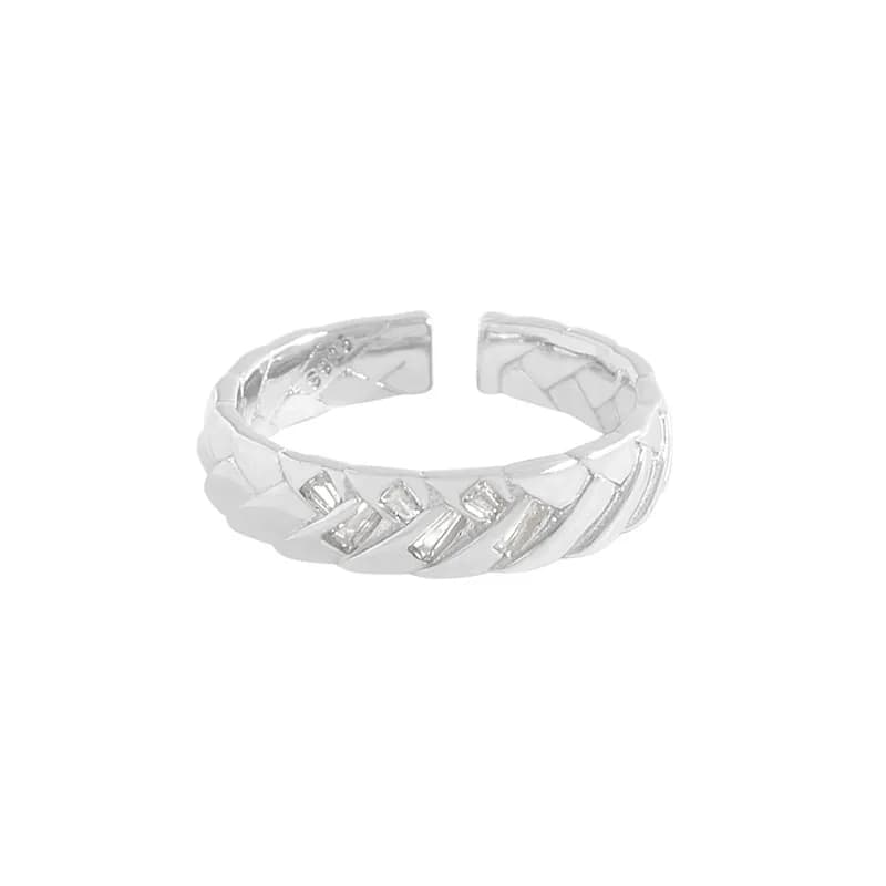 Geometric Leaf Ring in Platinum — Sterling silver