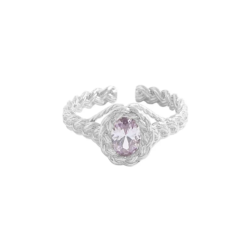 Lavender Gem Rope Ring in Platinum — Sterling silver