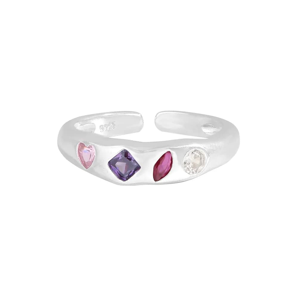 Colorful Gemstone Ring in Silver — Sterling silver