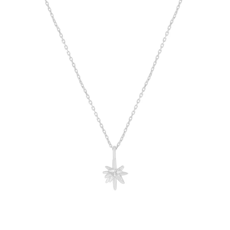 Sunburst Pendant Necklace in Platinum — Sterling silver