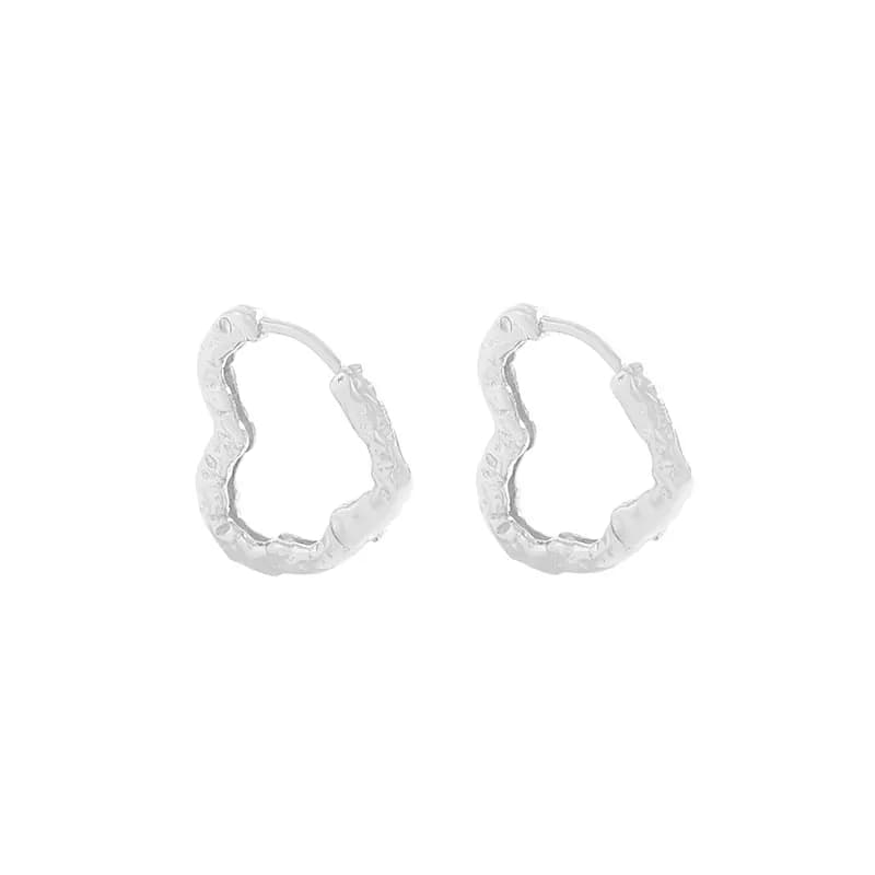 Hammered Gold Hoops Earrings in Silver — Sterling silver
