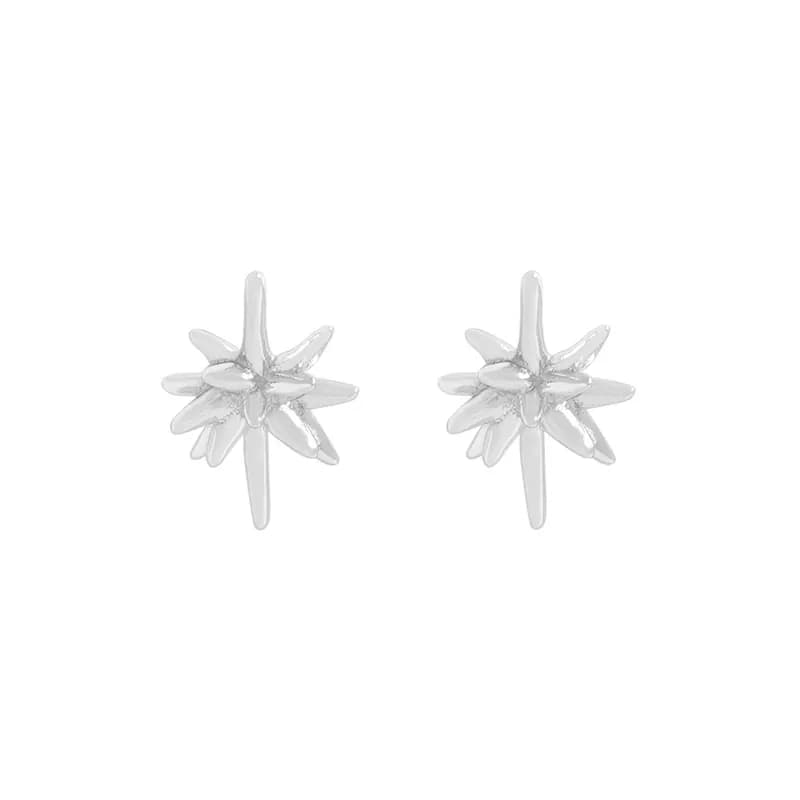 Sunburst Petal Earrings in Platinum — Sterling silver